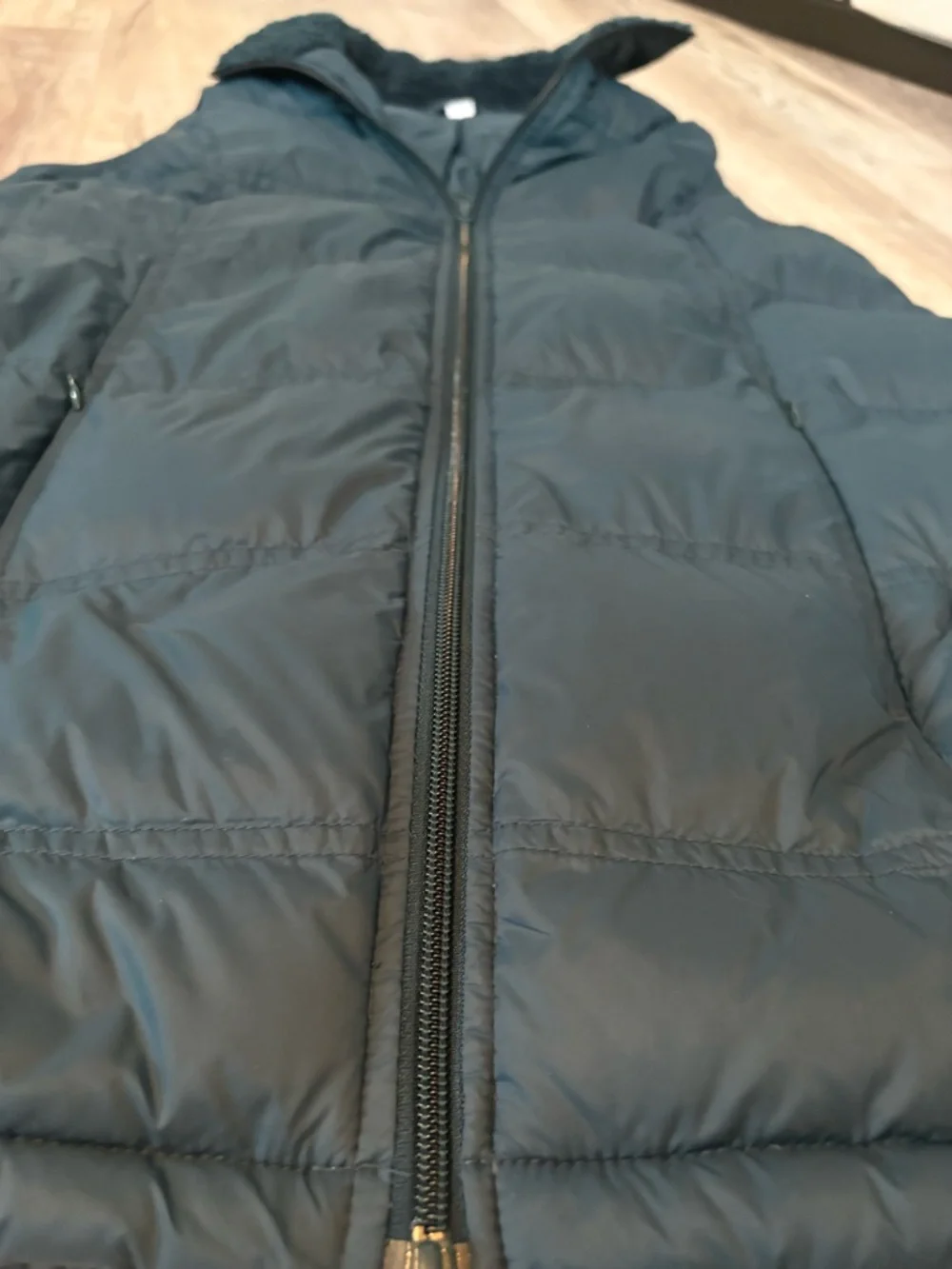 J.Jill Down Quilted Puffer Vest in Deep Teal with Sherpa Collar Size Small - Picture 10 of 15